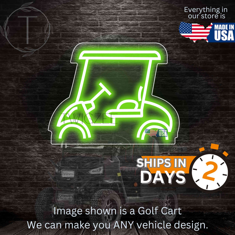 Car Neon Silhouette Sign I Garage Neon I Mancave Neon I Race Car Neon I Gift for Auto Lovers I Car Enthusiast Gift I Golf Cart