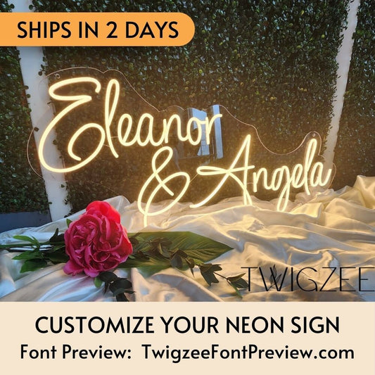 The Double Name Neon Sign I Custom Neon Sign | Neon Bedroom Sign | Neon Light | Personalized Gifts | Wedding Backdrop | Name Signs | Wedding Neon Sign | Made in USA
