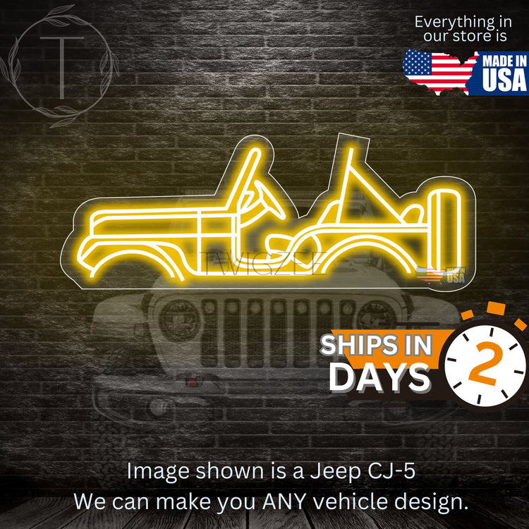 Jeep Neon Silhouette Sign I Garage Neon I Mancave Neon I Race Car Neon I Gift for Auto Lovers I Car Enthusiast's Perfect Present I USA