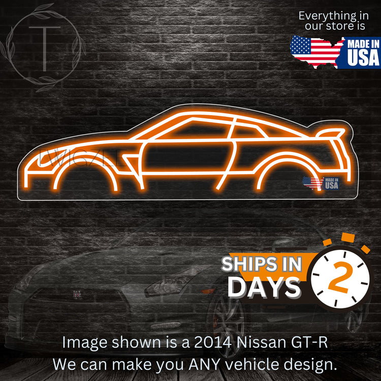 Car Neon Silhouette Sign I Garage Neon I Mancave Neon I Race Car Neon I Gift for Auto Lovers I Car Enthusiast's Gift I Nissan GT-R USA