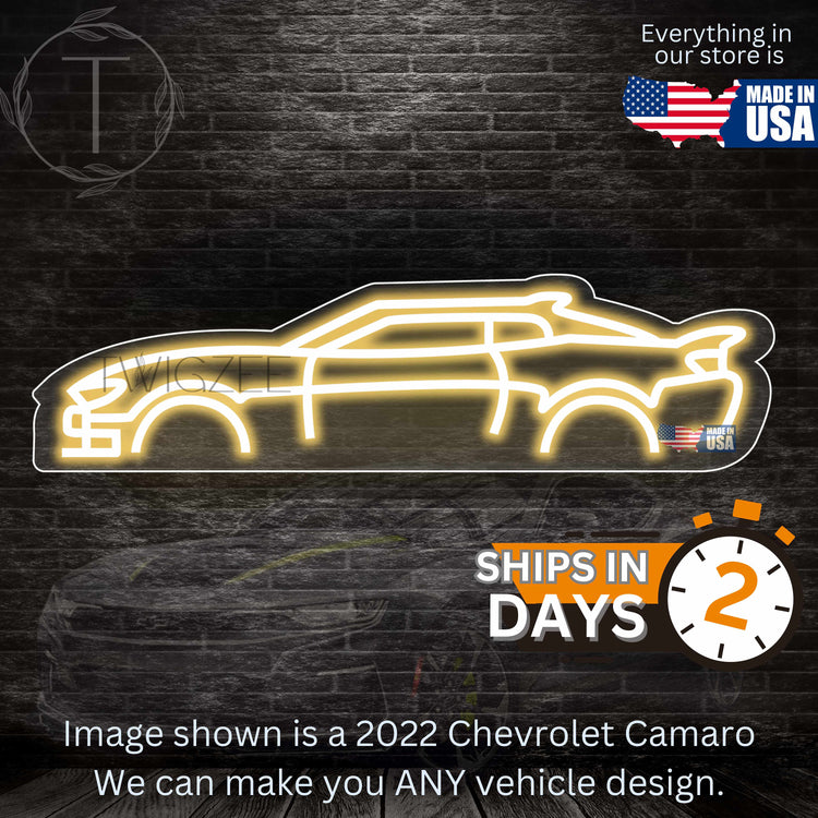 Car Neon Silhouette Sign I Garage Neon I Mancave Neon I Race Car Neon I Gift for Auto Lovers I Car Enthusiast Gift I 2022 Chevy Camaro