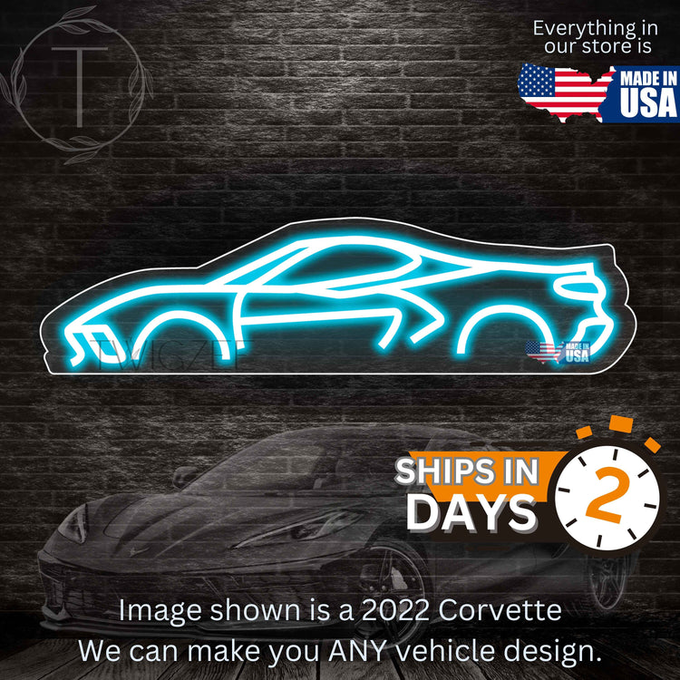2022 Corvette Neon Silhouette Sign I Garage Neon I Mancave Neon I Race Car Neon I Gift for Auto Lovers I Car Enthusiast Gift Made In USA