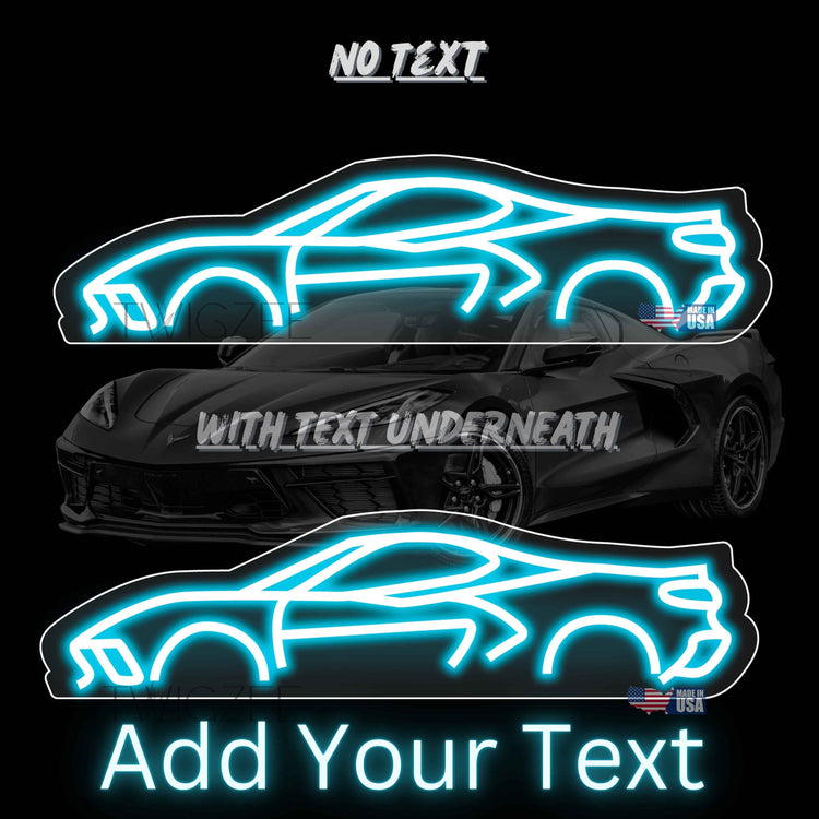 2022 Corvette Neon Silhouette Sign I Garage Neon I Mancave Neon I Race Car Neon I Gift for Auto Lovers I Car Enthusiast Gift Made In USA