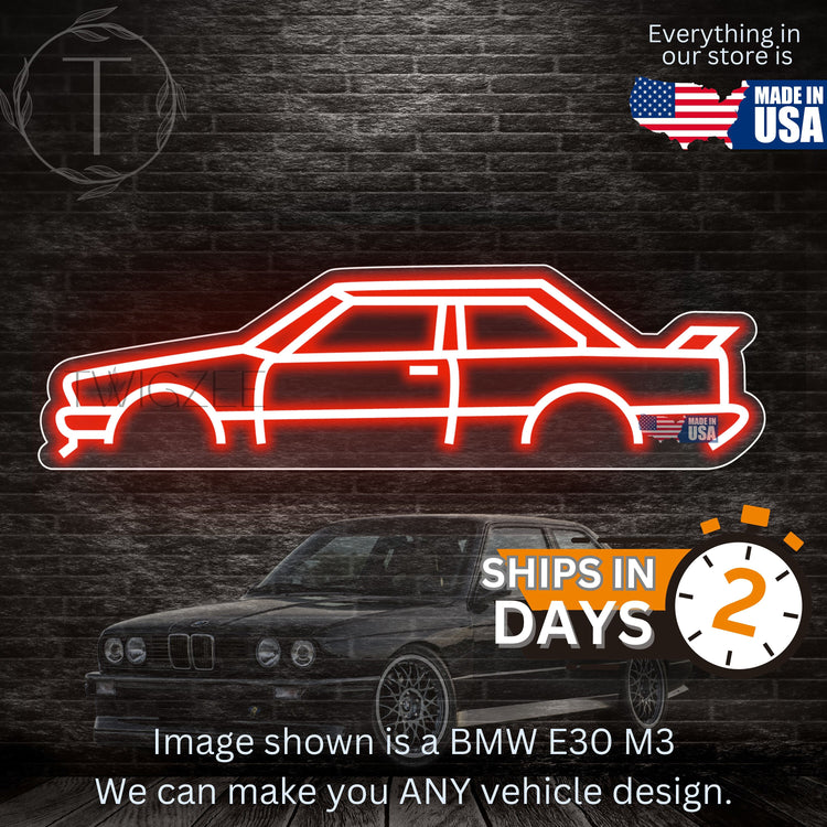 BMW E30 M3 Neon Silhouette Sign I Garage Neon I Mancave Neon I Race Car Neon I Gift for Auto Lovers I Car Enthusiast Gift Made In USA