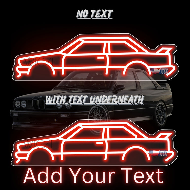 BMW E30 M3 Neon Silhouette Sign I Garage Neon I Mancave Neon I Race Car Neon I Gift for Auto Lovers I Car Enthusiast Gift Made In USA