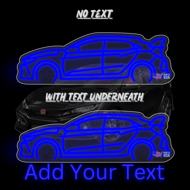 Honda Civic Type R Neon Silhouette Sign I Garage Neon I Mancave Neon I Race Car Neon I Gift for Auto Lovers I Car Enthusiast Gift
