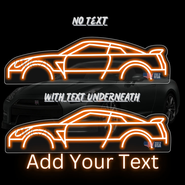 Car Neon Silhouette Sign I Garage Neon I Mancave Neon I Race Car Neon I Gift for Auto Lovers I Car Enthusiast's Gift I Nissan GT-R USA