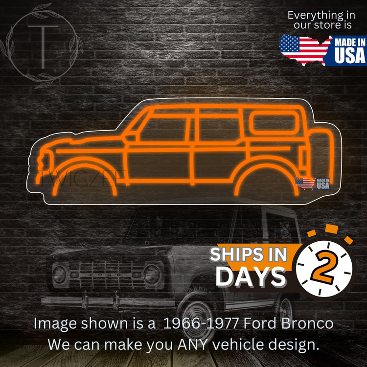 1966-1977 Ford Bronco Neon Silhouette Sign I Garage Neon I Mancave Neon I Race Car Neon I Gift for Auto Lovers I Car Enthusiast Gift
