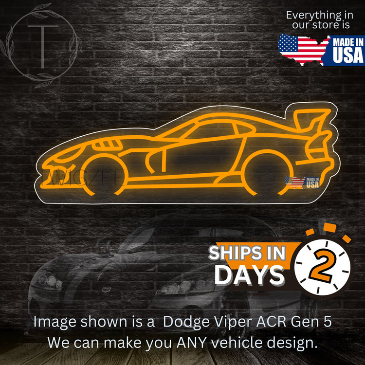 Dodge Viper ACR Gen 5 Neon Silhouette Sign I Garage Neon I Mancave Neon I Race Car Neon I Gift for Auto Lovers I Car Enthusiast Gift