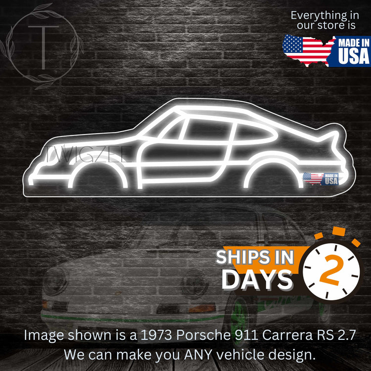 Car Neon Silhouette Sign I Garage Neon I Mancave Neon I Race Car Neon I Gift for Auto Lovers I Car Enthusiast's Gift I Porsche Carrera