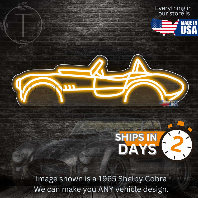 Car Neon Silhouette Sign I Garage Neon I Mancave Neon I Race Car Neon I Gift for Auto Lovers I Car Enthusiast's Gift I Shelby Cobra
