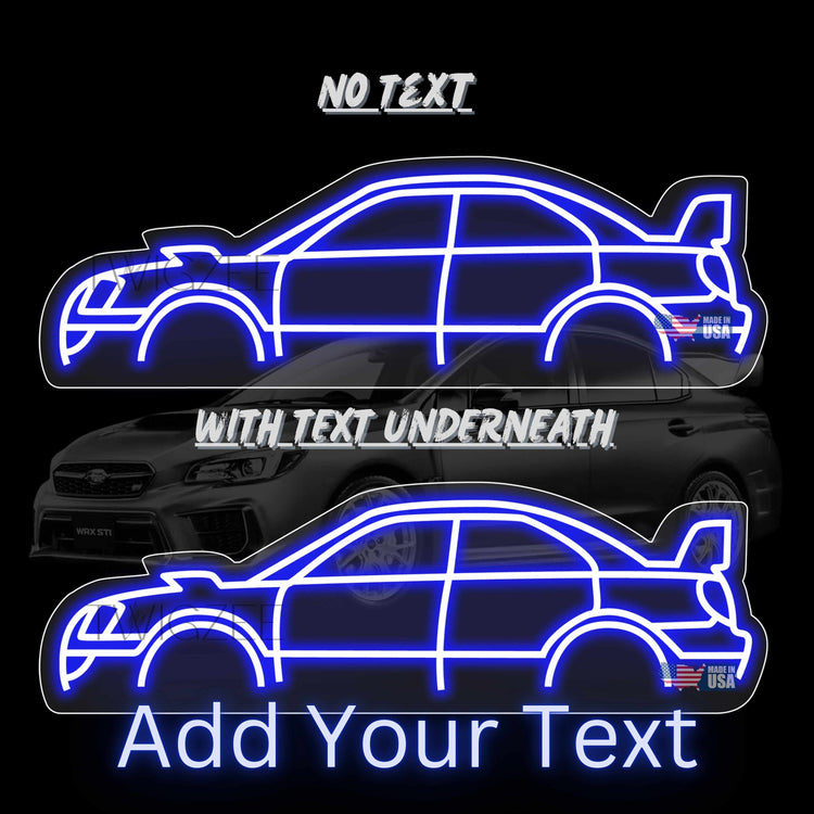 Car Neon Silhouette Sign I Garage Neon I Mancave Neon I Race Car Neon I Gift for Auto Lovers I Car Enthusiast's Gift I Subaru WRX