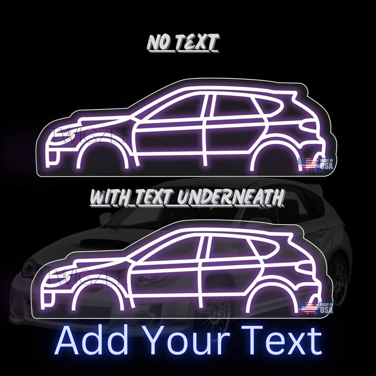 Car Neon Silhouette Sign I Garage Neon I Mancave Neon I Race Car Neon I Gift for Auto Lovers I Car Enthusiast Gift I Subaru WRX Hatchback