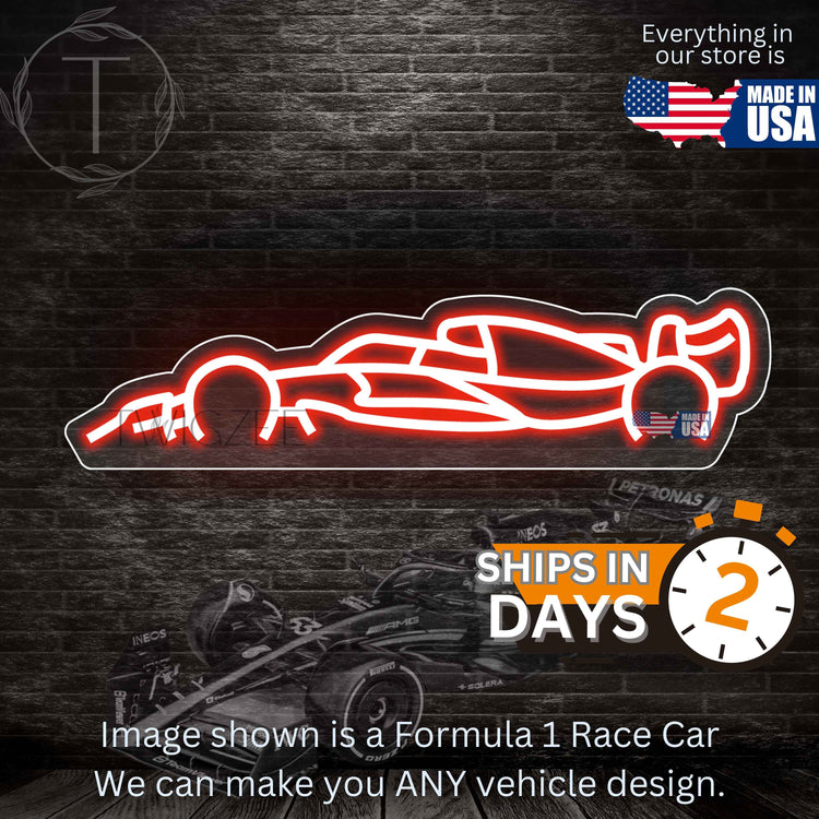 Formula One Neon Silhouette Sign I Garage Neon I Mancave Neon I Race Car Neon I Gift for Auto Lovers I Car Enthusiast Gift I Made In USA