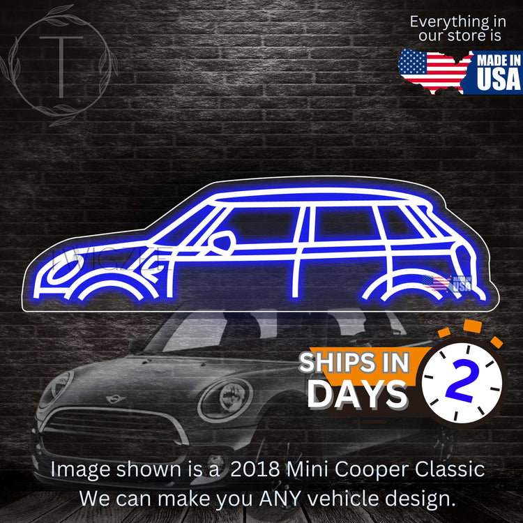 2018 Mini Cooper Classic Neon Silhouette Sign I Garage Neon I Mancave Neon I Race Car Neon I Gift for Auto Lovers I Car Enthusiast Gift