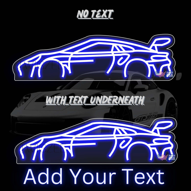 Porsche 911 GT3 RS model 992 Neon Silhouette Sign I Garage Neon I Mancave Neon I Race Car Neon I Gift for Auto Lovers I Car Enthusiast