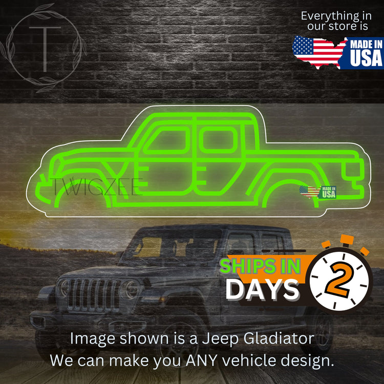 Jeep Gladiator Neon Silhouette Sign I Garage Neon I Mancave Neon I Race Car Neon I Gift for Auto Lovers I Car Enthusiast