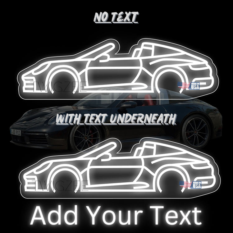 Porsche 911 Targa model 992 Neon Silhouette Sign I Garage Neon I Mancave Neon I Race Car Neon I Gift for Auto Lovers I Car Enthusiast