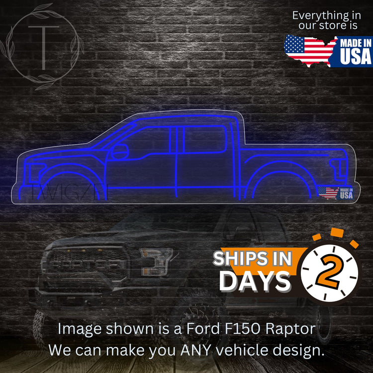 Ford F150 Raptor Neon Silhouette Sign I Garage Neon I Mancave Neon I Race Car Neon I Gift for Auto Lovers I Car Enthusiast