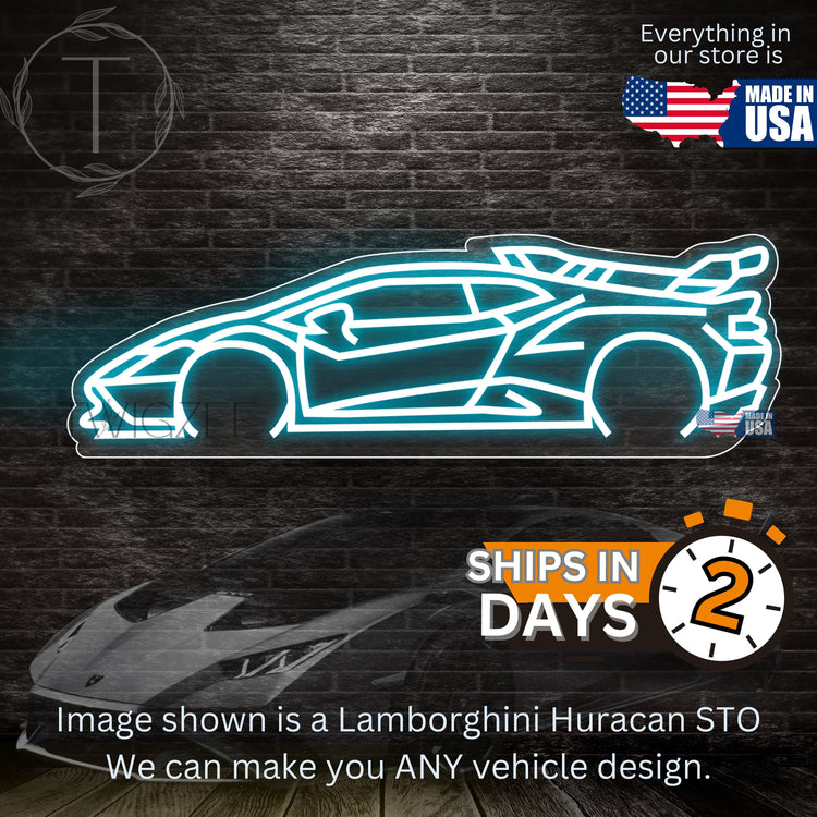 Lamborghini Huracan STO Neon Silhouette Sign I Garage Neon I Mancave Neon I Race Car Neon I Gift for Auto Lovers I Car Enthusiast