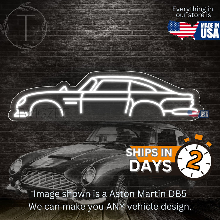 Aston Martin DB5 Neon Silhouette Sign I Garage Neon I Mancave Neon I Race Car Neon I Gift for Auto Lovers I Car Enthusiast