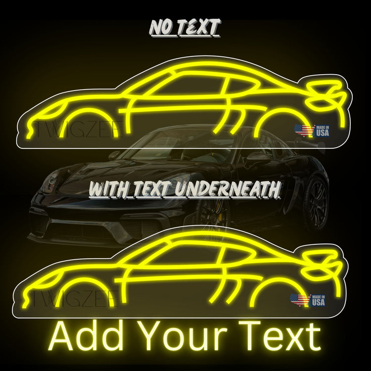 Porsche 718 Cayman GT4 Neon Silhouette Sign I Garage Neon I Mancave Neon I Race Car Neon I Gift for Auto Lovers I Car Enthusiast Gift