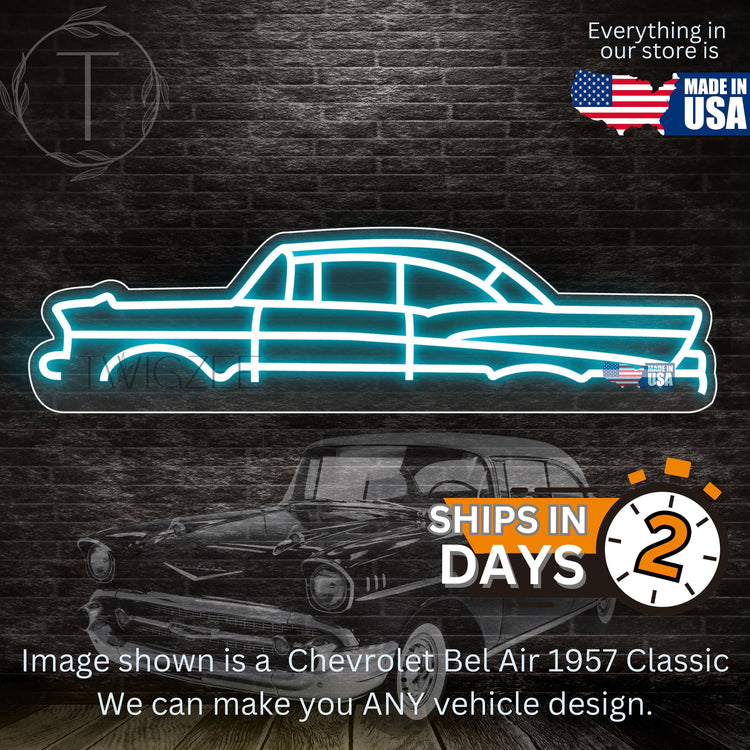 Chevrolet Bel Air 1957 Neon Silhouette Sign I Garage Neon I Mancave Neon I Race Car Neon I Gift for Auto Lovers I Car Enthusiast Gift