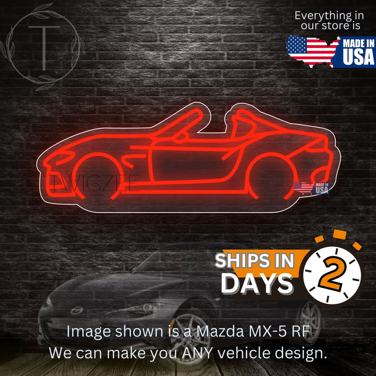 Mazda MX-5 RF Neon Silhouette Sign I Garage Neon I Mancave Neon I Race Car Neon I Gift for Auto Lovers I Car Enthusiast Gift