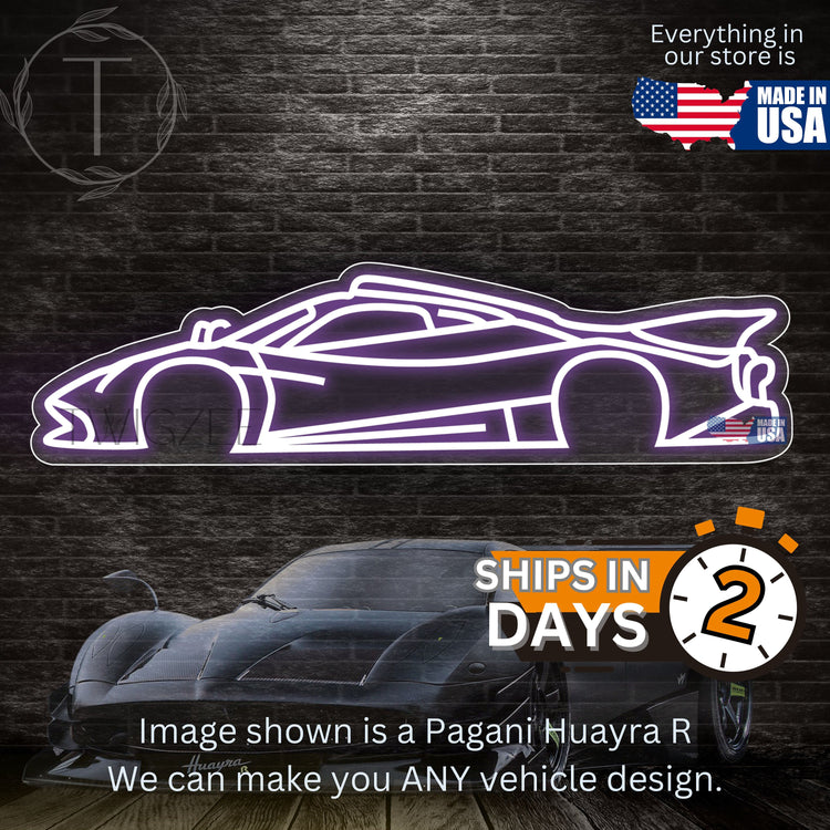 Pagani Huayra R Neon Silhouette Sign I Garage Neon I Mancave Neon I Race Car Neon I Gift for Auto Lovers I Car Enthusiast