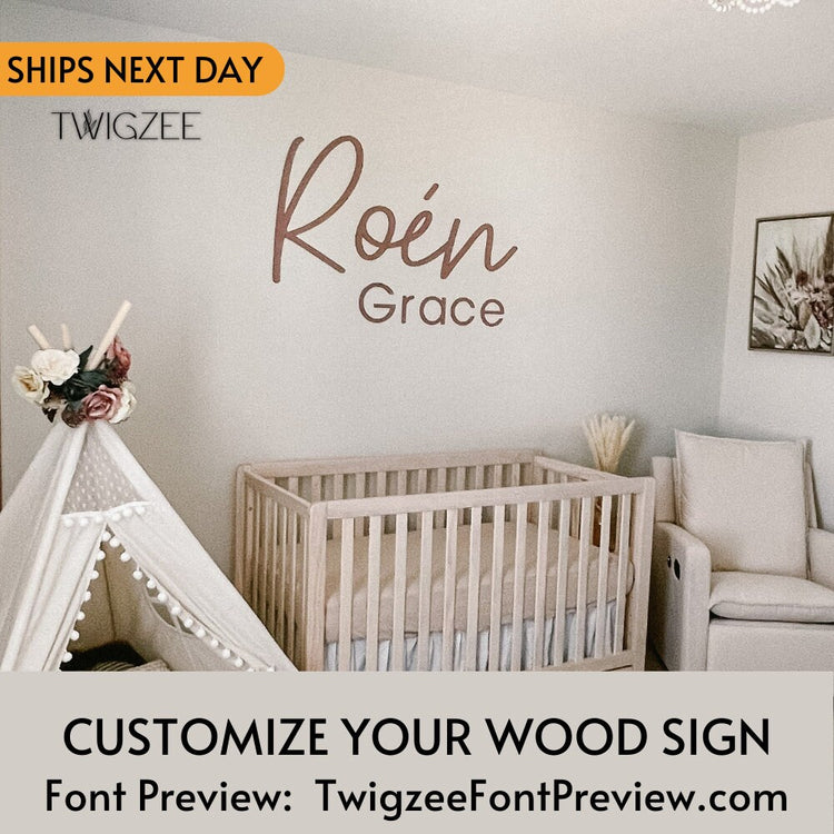 The Roen Grace Custom Wood Baby Name Sign | Letter Wall Art | Kids Room Art | Wall Art for Nursery | Baby Name Sign | Kids Room Decor | Wooden Sign | USA