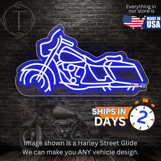 Harley Street Glide Neon Silhouette Sign I  Garage Neon I  Mancave Neon I Race Car Neon I Gift for Auto Lovers I Car Enthusiast